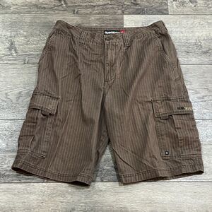 Vintage Y2K Quiksilver Baggy Brown Striped Cargo Shorts - Men's Size 36